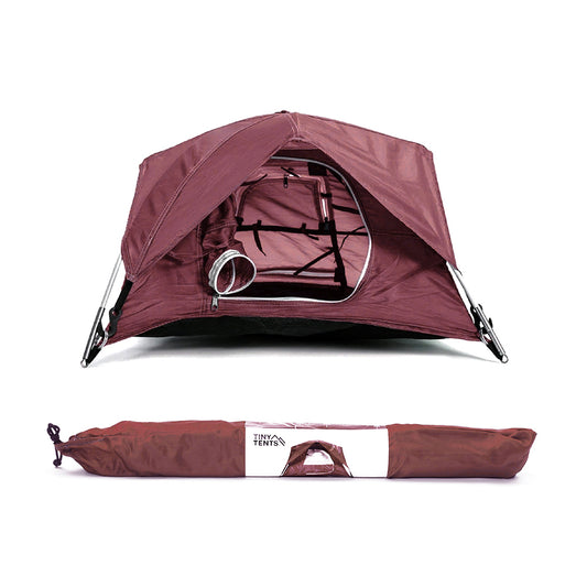 Berry Tiny Tent and tent bag on white background