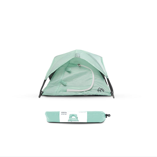 Minty Teal micro tent and storage bag on white background