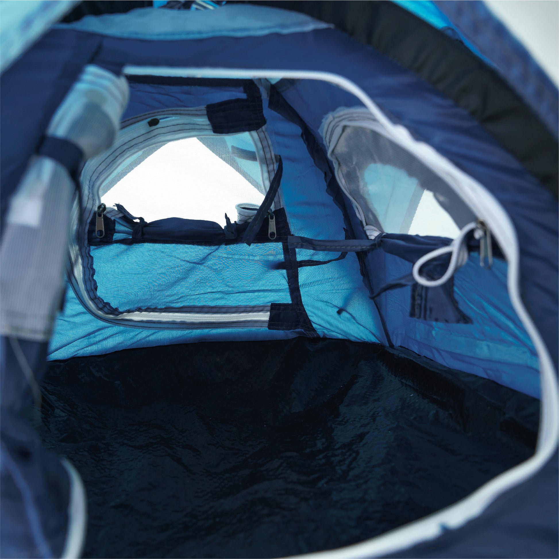 image showing the inside of the blue tiny tent
